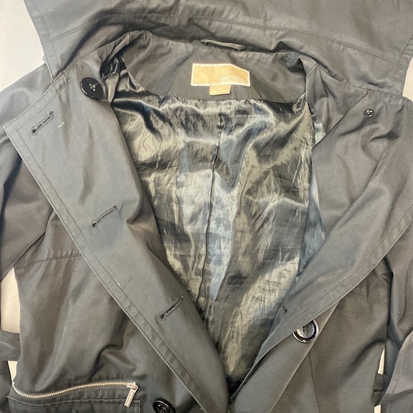 Michael Kors Belted Trench Style Rain Jacket with Removable Hood - Picture 6 of 11